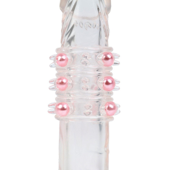 Прозрачная силиконовая насадка на член с цветными бусинами Прозрачная силиконовая насадка на член с цветными бусинами
