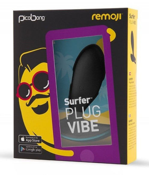 Чёрная анальная вибропробка SURFER PLUG VIBE с управлением со смартфона Чёрная анальная вибропробка SURFER PLUG VIBE с управлением со смартфона