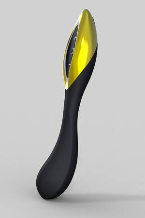 Вибратор ZINI RAN черного цвета с золотыми вставками