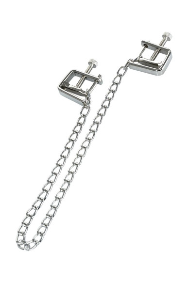 Серебристые зажимы для сосков Theatre с цепочкой Серебристые зажимы для сосков Theatre с цепочкой