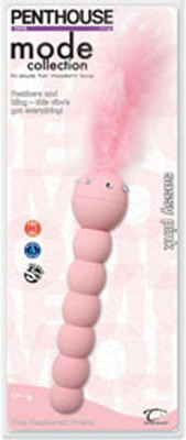 Розовый вибромассажер с пушистым пером - 14 см. Розовый вибромассажер с пушистым пером - 14 см.