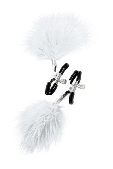 Зажимы для сосков TOYFA Theatre с белым пухом Зажимы для сосков TOYFA Theatre с белым пухом