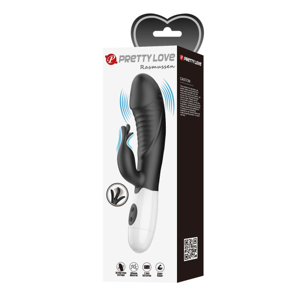 Черный вибратор-кролик Rasmussen - 19,8 см.