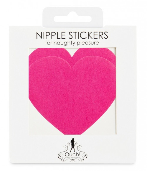 Розовые наклейки на грудь в форме сердечек