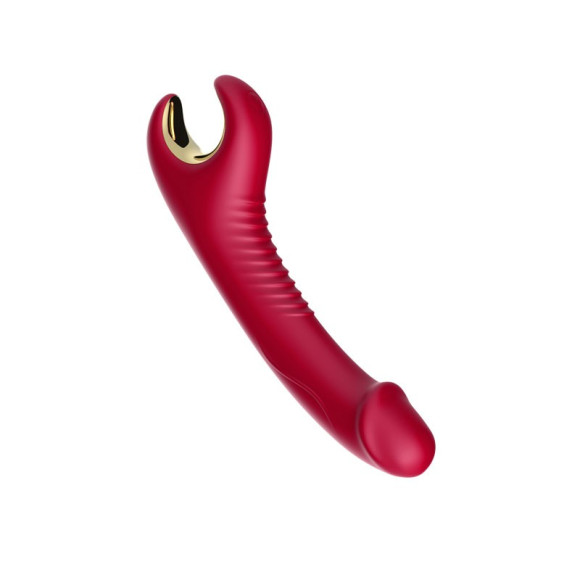 Красный вибромассажер-ротатор с рельефной поверхностью - 20 см. Красный вибромассажер-ротатор с рельефной поверхностью - 20 см.