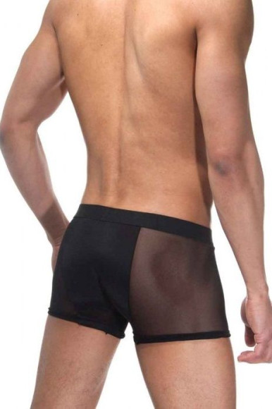 Черные мужские трусы-боксеры с прозрачными вставками по бокам Черные мужские трусы-боксеры с прозрачными вставками по бокам