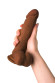 Коричневый вибратор-реалистик на присоске с пультом ДУ - 21 см. Коричневый вибратор-реалистик на присоске с пультом ДУ - 21 см.