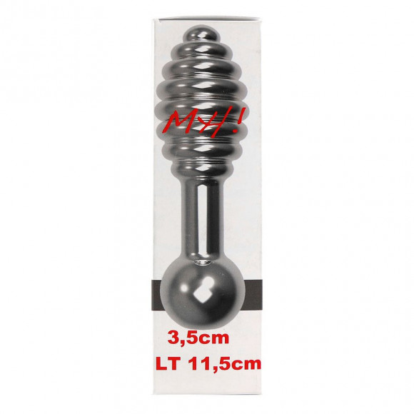 Серебристая пробка MH T1 с вибрацией и рёбрами - 11,5 см. Серебристая пробка MH T1 с вибрацией и рёбрами - 11,5 см.