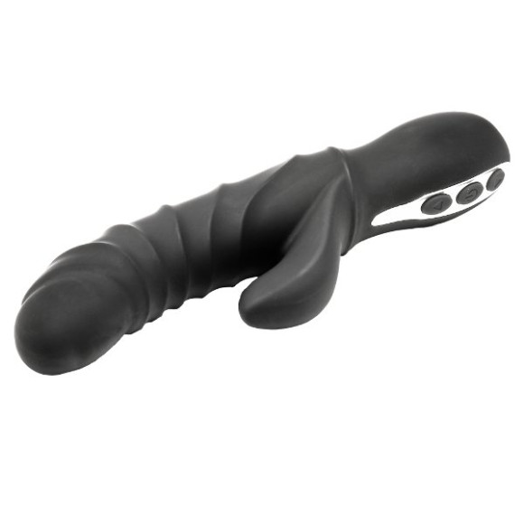 Черный вибратор-кролик с ребрышками Triton - 23 см. Черный вибратор-кролик с ребрышками Triton - 23 см.