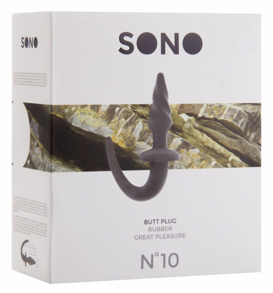 Серая анальная пробка SONO №10 с ручкой