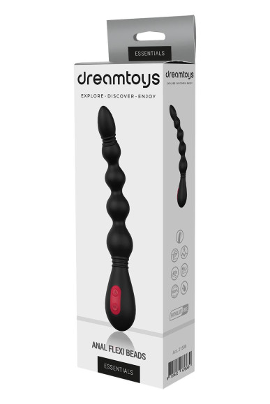 Черный вибромассажер для анальной стимуляции ANAL FLEXI BEADS - 21 см. Черный вибромассажер для анальной стимуляции ANAL FLEXI BEADS - 21 см.