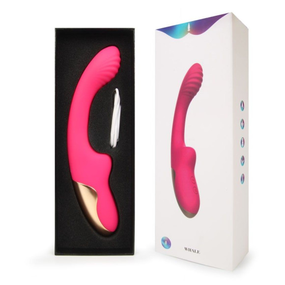 Розовый изогнутый ребристый вибромассажер - 21 см. Розовый изогнутый ребристый вибромассажер - 21 см.