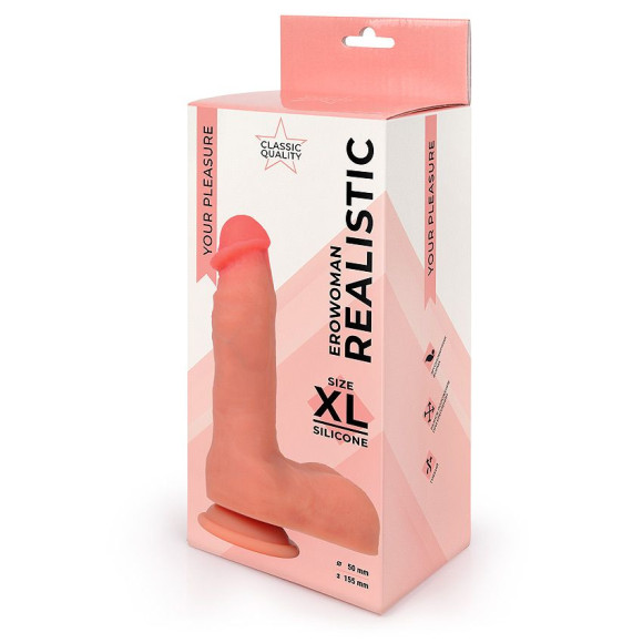 Телесный фаллоимитатор на присоске Erowoman Realistic Телесный фаллоимитатор на присоске Erowoman Realistic