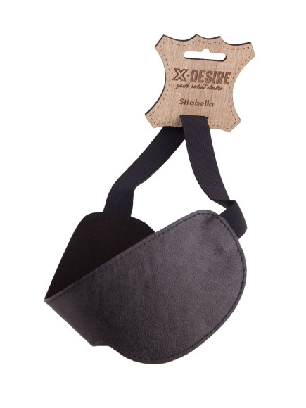 Чёрная широкая кожаная маска на глаза Чёрная широкая кожаная маска на глаза