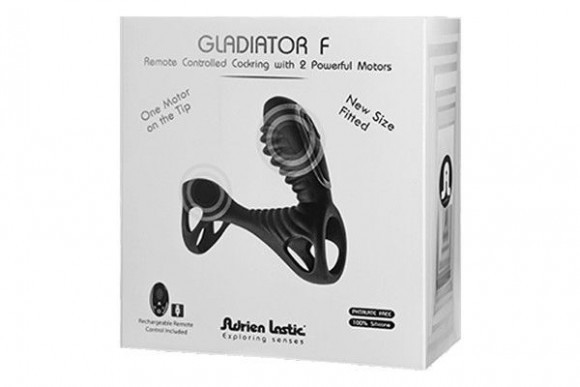 Черная универсальная вибронасадка на пенис с пультом ДУ Gladiator F