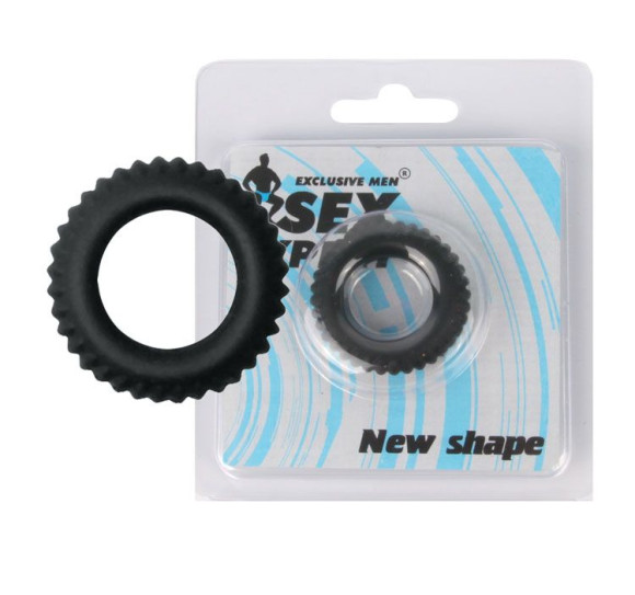 Черное силиконовое эрекционное кольцо-шина Sex Expert Черное силиконовое эрекционное кольцо-шина Sex Expert
