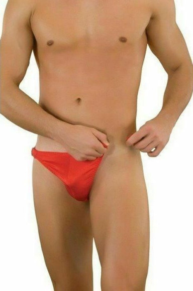 Мужские красные трусы-тонги на застежке Мужские красные трусы-тонги на застежке