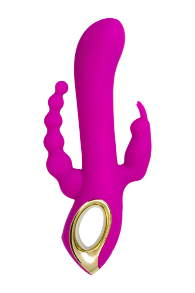 Лиловый тройной вибратор Trinny - 21,5 см. Лиловый тройной вибратор Trinny - 21,5 см.