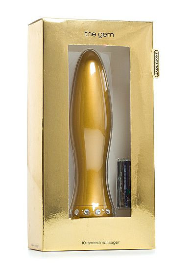 Вибратор-торпеда с кристалликами The Gem Gold - 16,6 см.