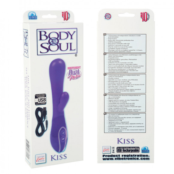 Фиолетовый вибратор Body & Soul Kiss Purple