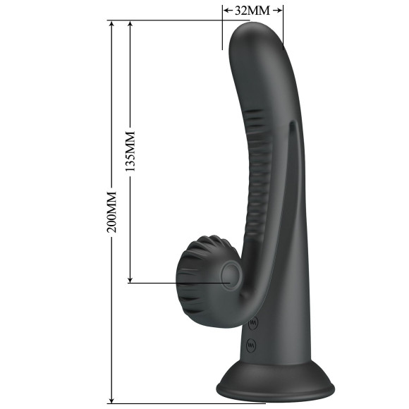 Черный вибратор на присоске с закрученным клиторальным отростком - 20 см. Черный вибратор на присоске с закрученным клиторальным отростком - 20 см.