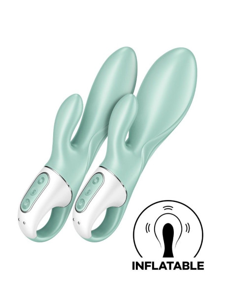 Зеленый вибратор-кролик Satisfyer Air Pump Bunny 5+ с функцией расширения - 20,4 см. Зеленый вибратор-кролик Satisfyer Air Pump Bunny 5+ с функцией расширения - 20,4 см.