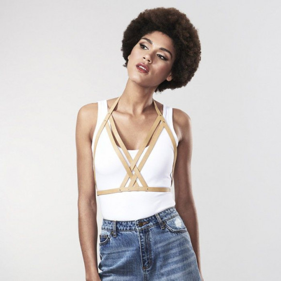 Коричневая портупея Halter Bra Harness Коричневая портупея Halter Bra Harness