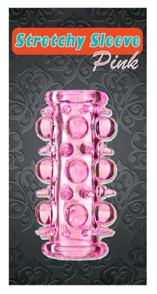 Розовая насадка на пенис с шипами и шишечками Розовая насадка на пенис с шипами и шишечками