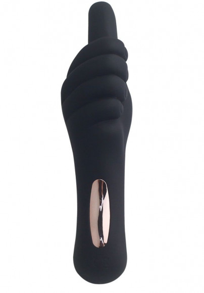 Чёрный вибромассажёр Thumb-up Teaser в форме руки - 16 см.