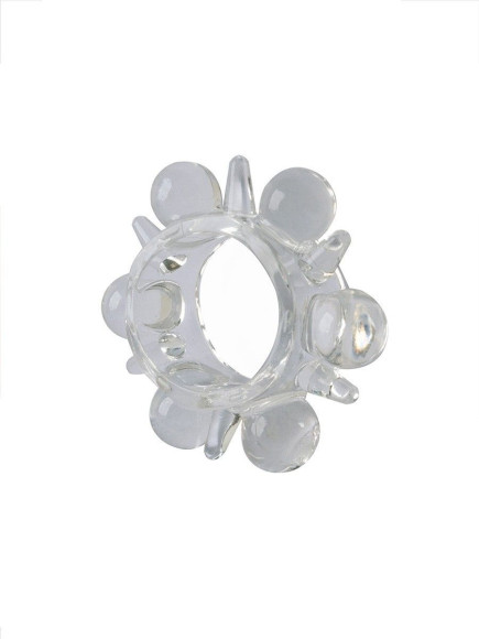 Прозрачное эрекционное кольцо с шариками и шипами Прозрачное эрекционное кольцо с шариками и шипами