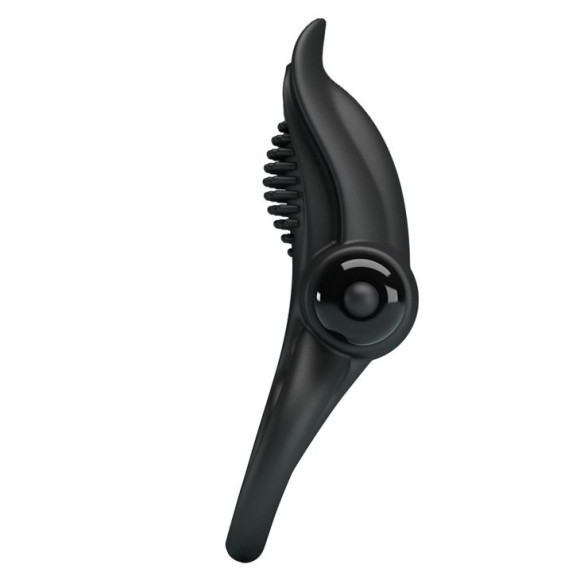 Черное силиконовое эрекционное кольцо с вибрацией и подхватом мошонки Черное силиконовое эрекционное кольцо с вибрацией и подхватом мошонки