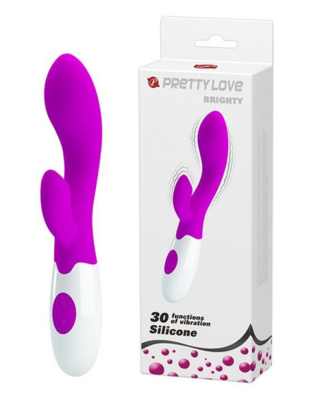 Лиловый вибратор Brighty с клиторальным отростком - 20 см. Лиловый вибратор Brighty с клиторальным отростком - 20 см.