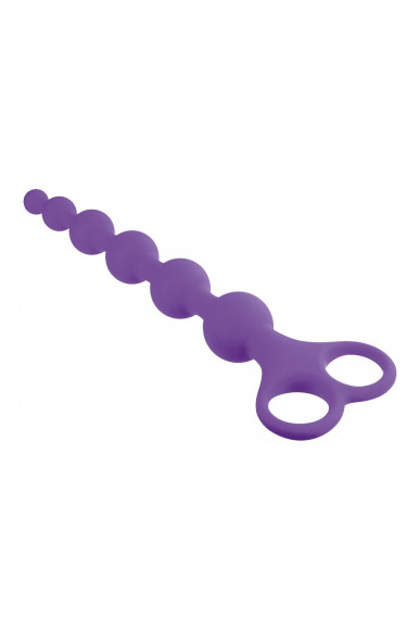 Фиолетовая анальная цепочка 8 Inch Ribbed Silicone Anal Beads - 26 см.