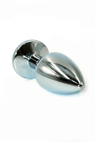 Серебристая средняя анальная пробка с жёлтым кристаллом - 8 см. Серебристая средняя анальная пробка с жёлтым кристаллом - 8 см.