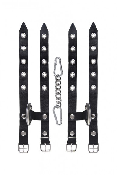 Черные однослойные наручники из двух ремешков