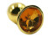 Золотистая алюминиевая анальная пробка с жёлтым кристаллом - 6 см. Золотистая алюминиевая анальная пробка с жёлтым кристаллом - 6 см.