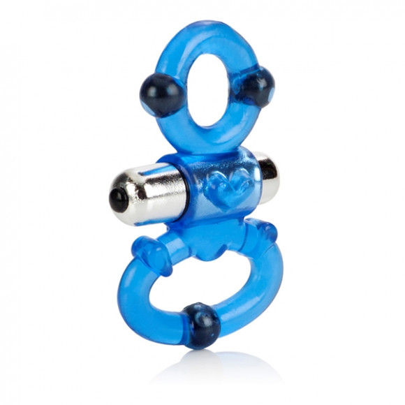 Синее эрекционное виброкольцо с петлей под мошонку Magnetic Power Синее эрекционное виброкольцо с петлей под мошонку Magnetic Power