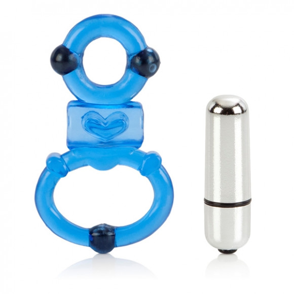 Синее эрекционное виброкольцо с петлей под мошонку Magnetic Power Синее эрекционное виброкольцо с петлей под мошонку Magnetic Power