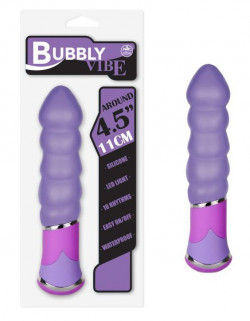 Фиолетовый вибратор с рельефом - 11,4 см. 