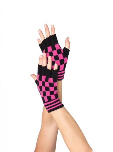 Клетчатые перчатки с открытыми пальчиками Клетчатые перчатки с открытыми пальчиками
