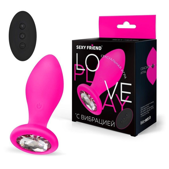 Розовая вибровтулка с прозрачным кристаллом и пультом ДУ - 8,5 см. Розовая вибровтулка с прозрачным кристаллом и пультом ДУ - 8,5 см.