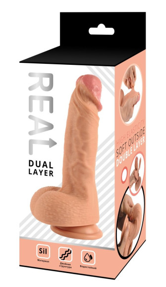 Телесный реалистичный фаллоимитатор Real Dual Layer - 20 см. Телесный реалистичный фаллоимитатор Real Dual Layer - 20 см.