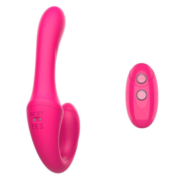 Розовый вибратор с клиторальным отростком и пультом ДУ- 19,6 см. Розовый вибратор с клиторальным отростком и пультом ДУ- 19,6 см.