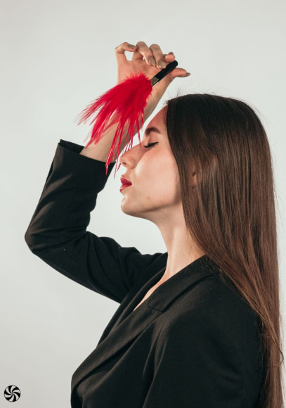 Красный перьевой тиклер Plume - 23 см. Красный перьевой тиклер Plume - 23 см.