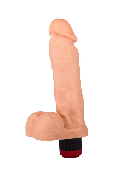 Гелевый виброфаллос с мошонкой - 19 см. Гелевый виброфаллос с мошонкой - 19 см.