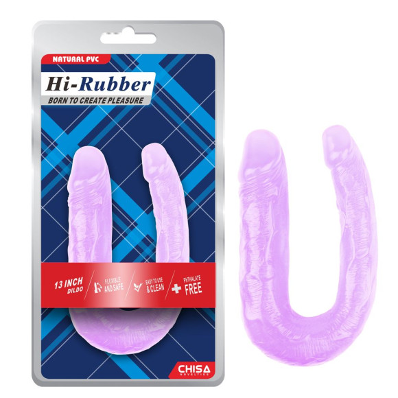 Фиолетовый двусторонний фаллоимитатор Hi-Rubber - 34 см. Фиолетовый двусторонний фаллоимитатор Hi-Rubber - 34 см.