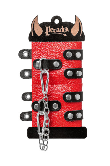 Красно-черные мягкие наручники с двумя ремешками с люверсами