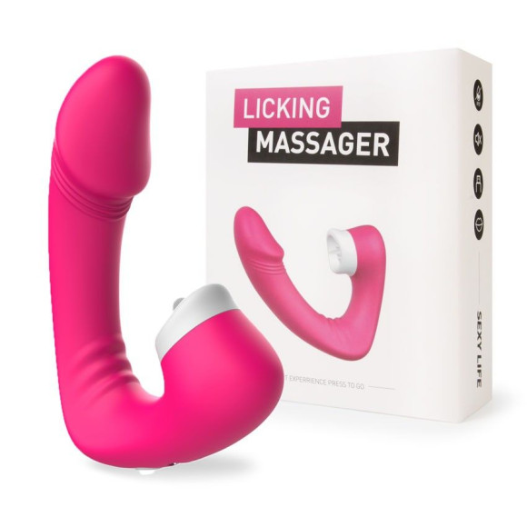 Розовый вибромассажёр с клиторальной стимуляцией Розовый вибромассажёр с клиторальной стимуляцией