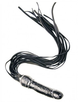 Черная плеть с рукоятью-фаллосом - 74 см. Черная плеть с рукоятью-фаллосом - 74 см.