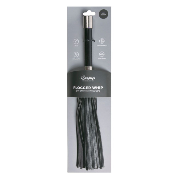 Черная плеть Easytoys Flogger With Metal Grip - 38 см. Черная плеть Easytoys Flogger With Metal Grip - 38 см.
